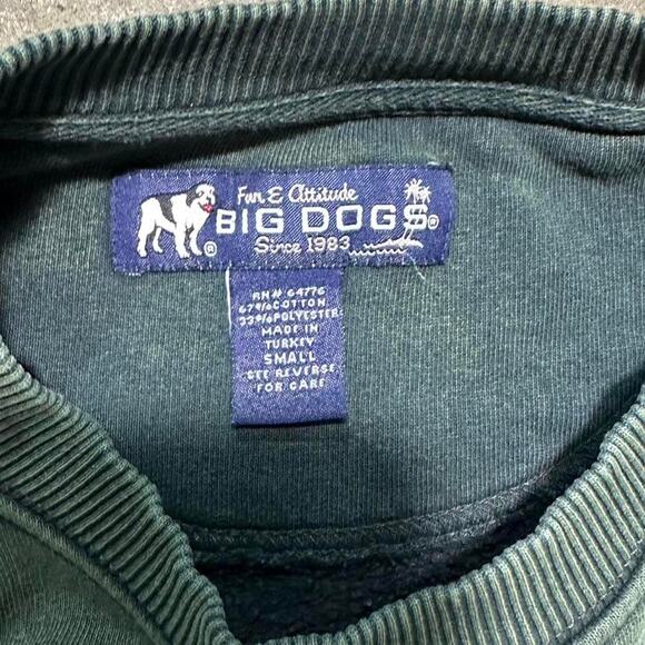 Vintage Y2K Big Dogs Embroidered Crewneck Mens Large Washed Green Sweatshirt - Picture 4 of 4